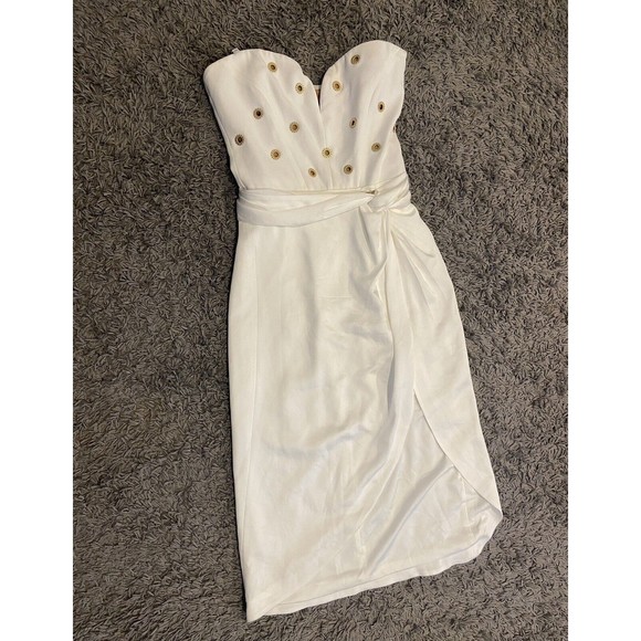 Jonathan Simkhai White and Gold Midi Dress - Picture 4 of 16
